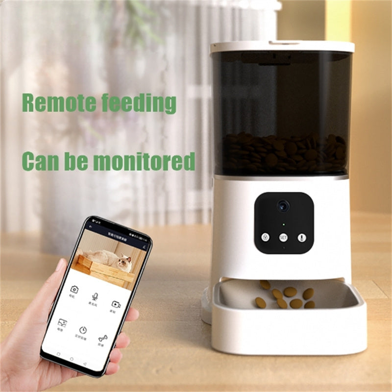Alimentador automático para mascotas, gran capacidad, grabadora de voz inteligente, control por aplicación, temporizador, dispensador de comida para perros y gatos con WiFi, cuenco para mascotas